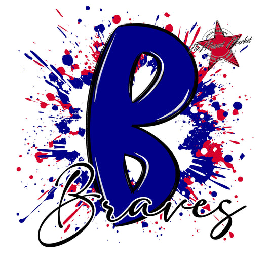 Braves Mascot Splatter-Blue & Red