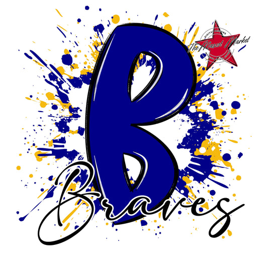 Braves Mascot Splatter-Blue & Yellow