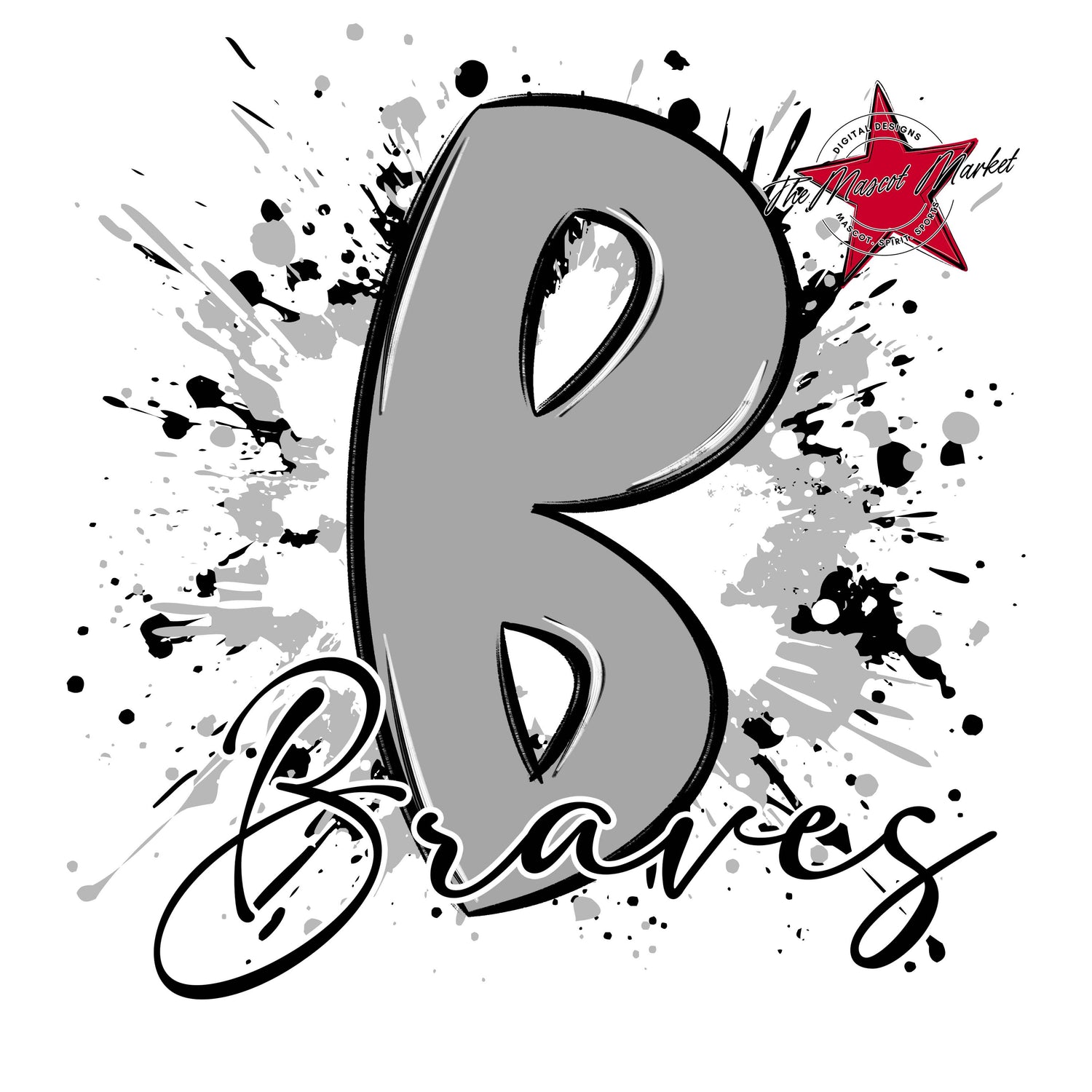 Braves Mascot Splatter-Grey