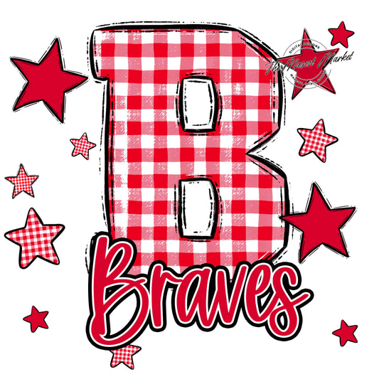 Braves Plaid Star Design-Red