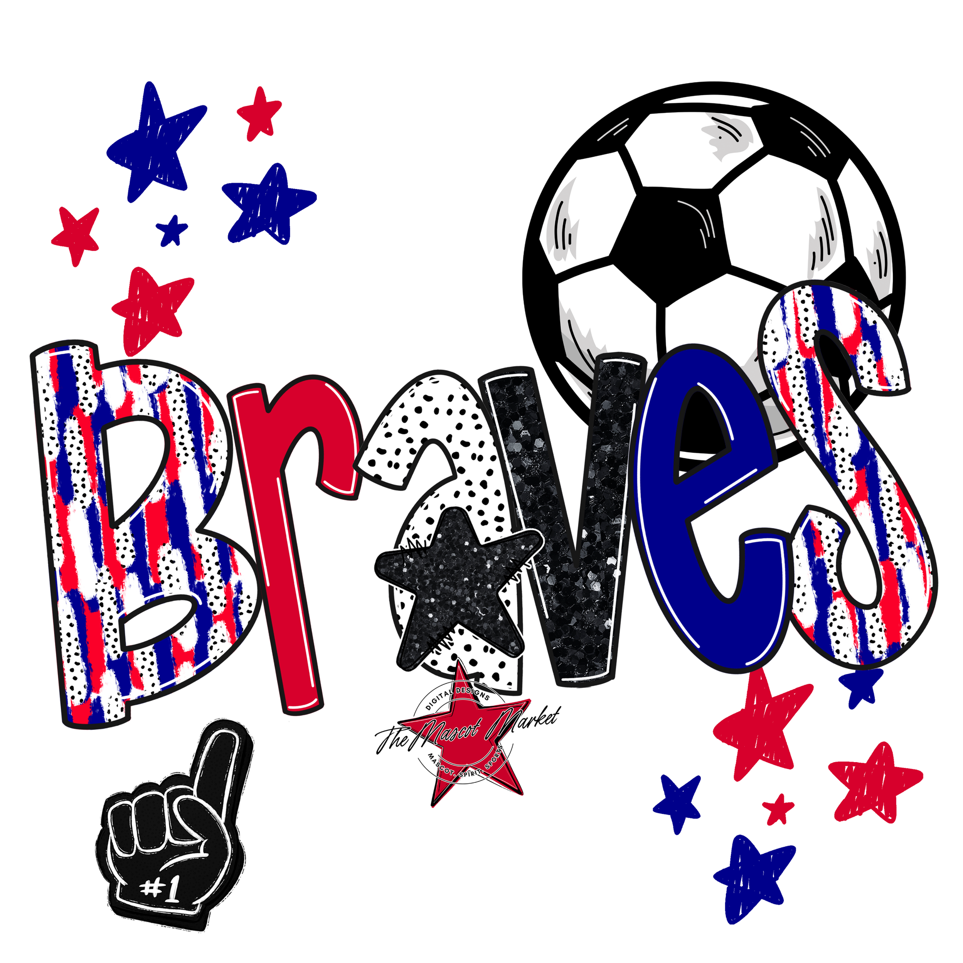 Braves Soccer Scrape-Blue-Red