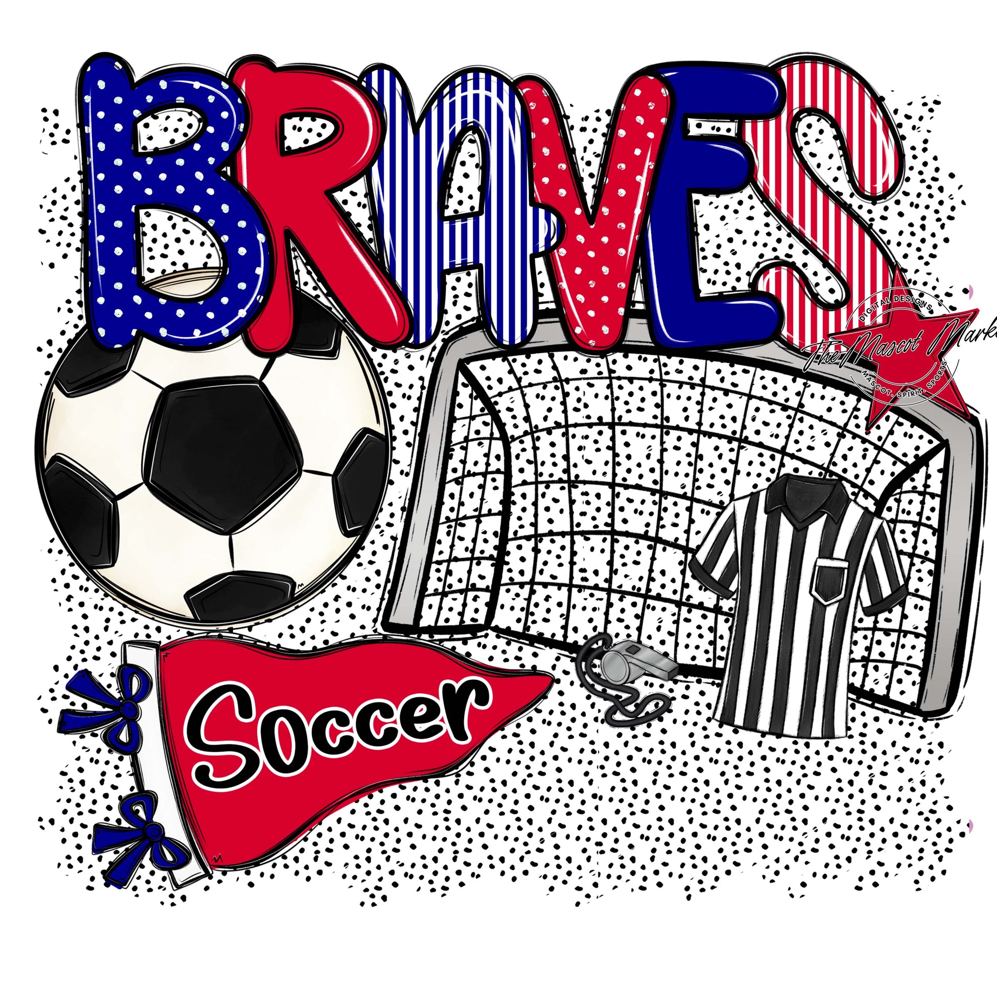 Braves Soccer Spirit-Blue & Red