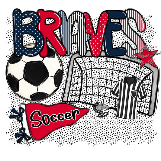 Braves Soccer Spirit-Navy & Red