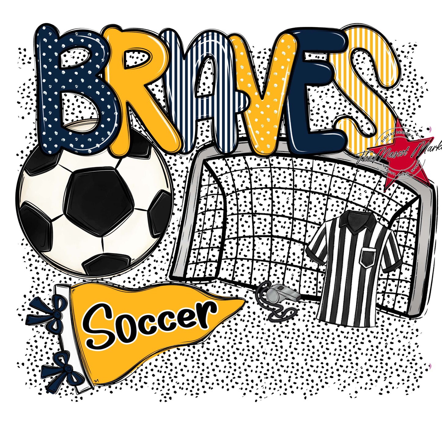 Braves Soccer Spirit-Navy & Yellow
