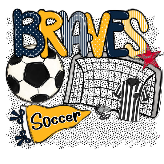 Braves Soccer Spirit-Navy & Yellow