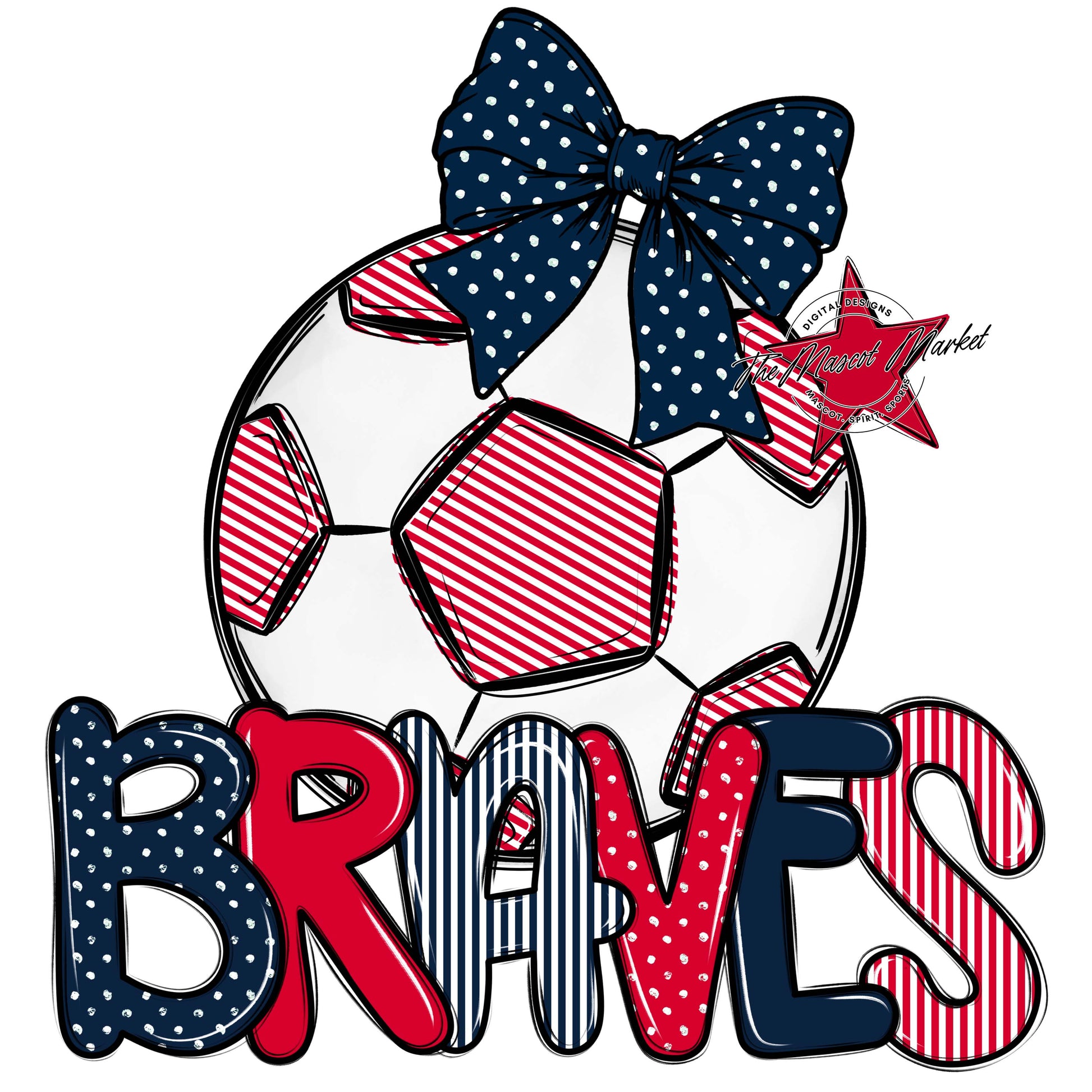 Braves Soccer Spirit Design-Navy & Red