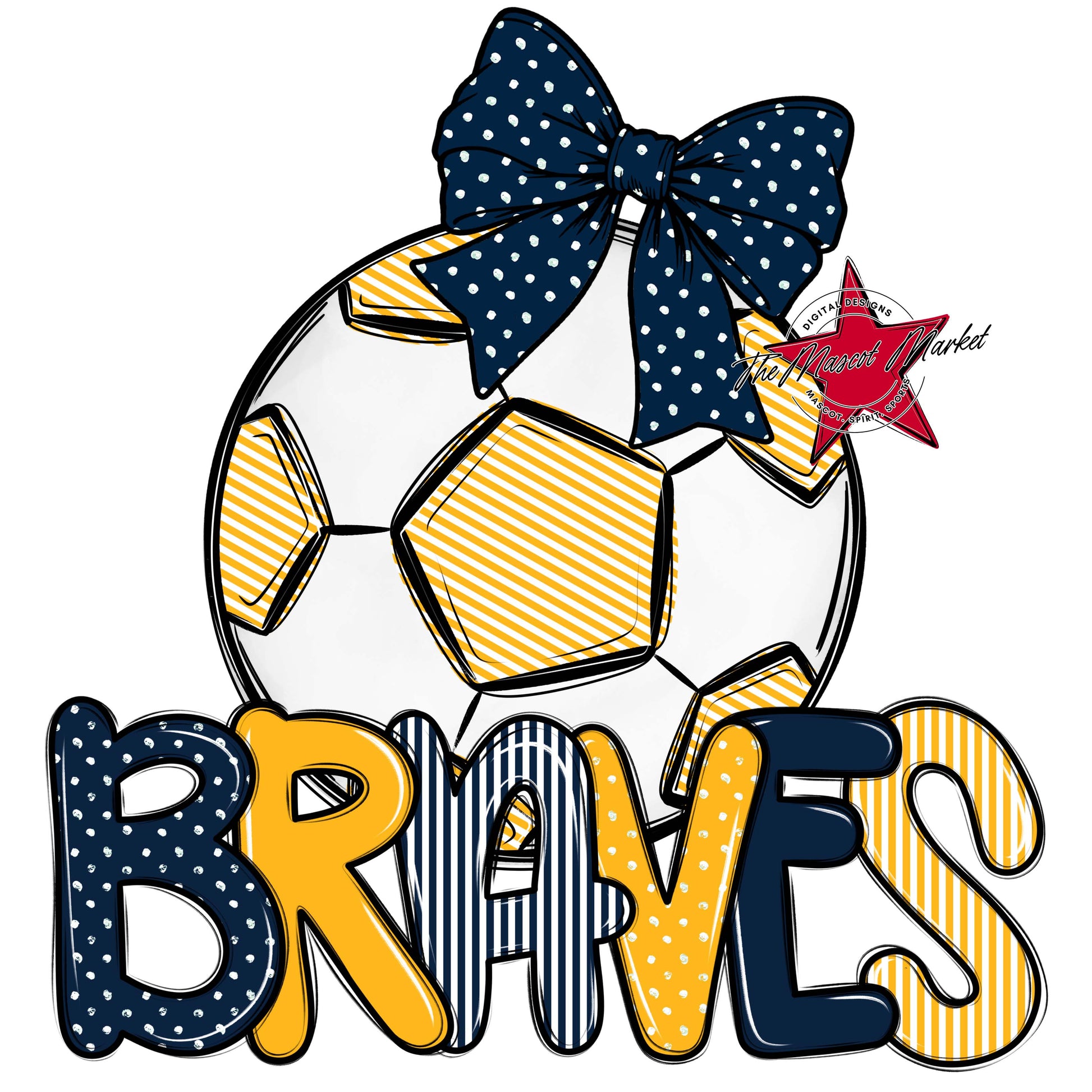 Braves Soccer Spirit Design-Navy & Yellow