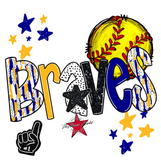 Braves Softball Scrape-Blue-Yellow