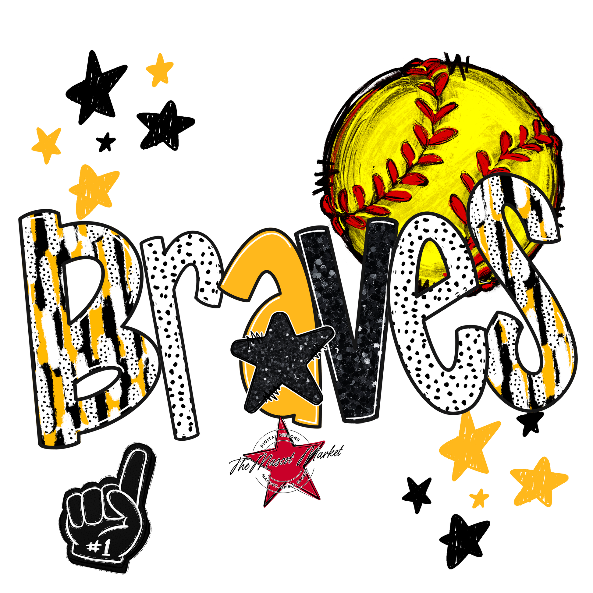 Braves Softball Scrape-Yellow