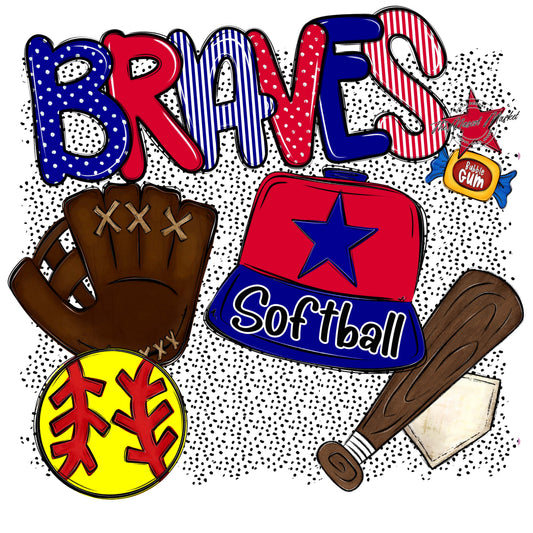 Braves Softball Spirit-Blue & Red