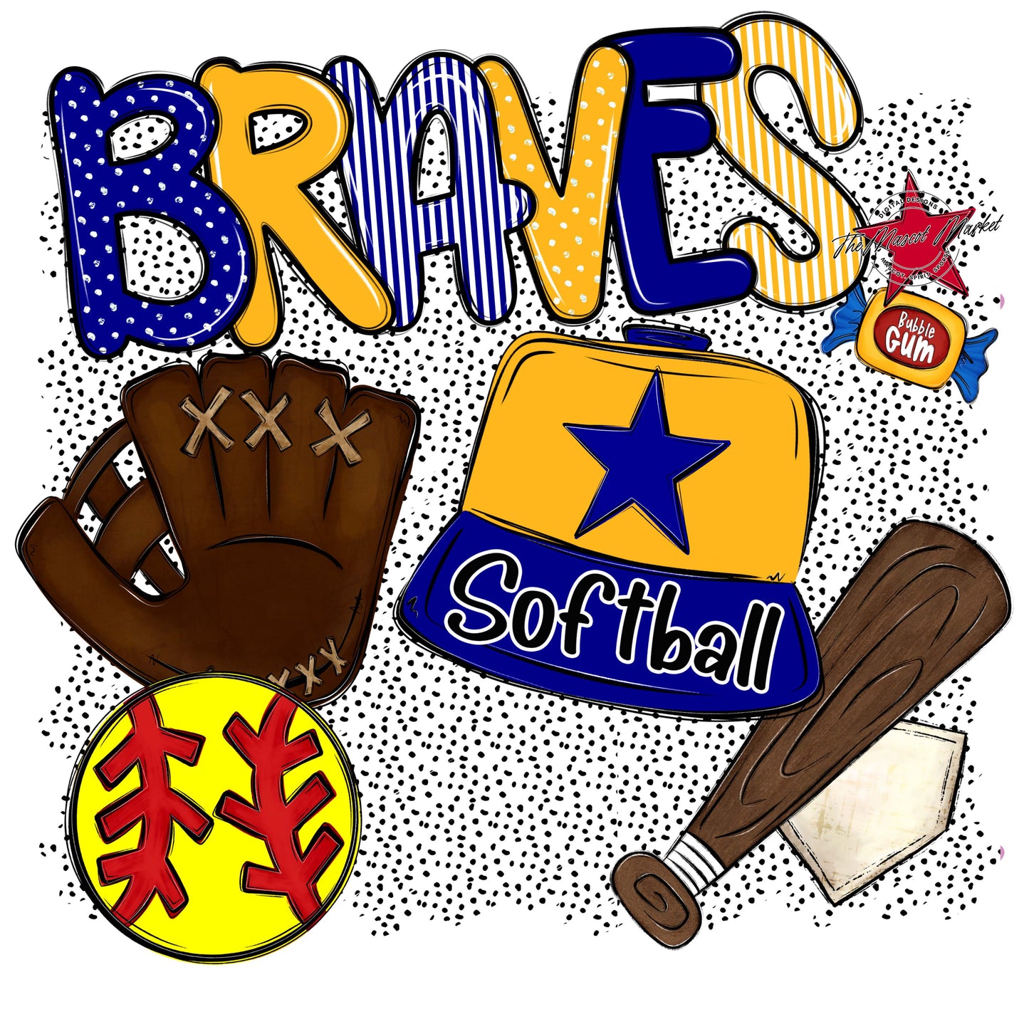 Braves Softball Spirit-Blue & Yellow
