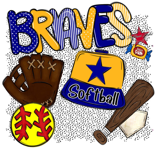 Braves Softball Spirit-Blue & Yellow