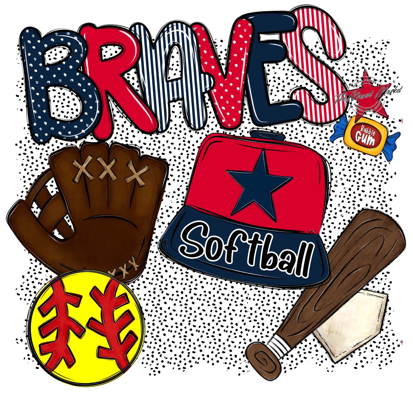 Braves Softball Spirit-Navy & Red