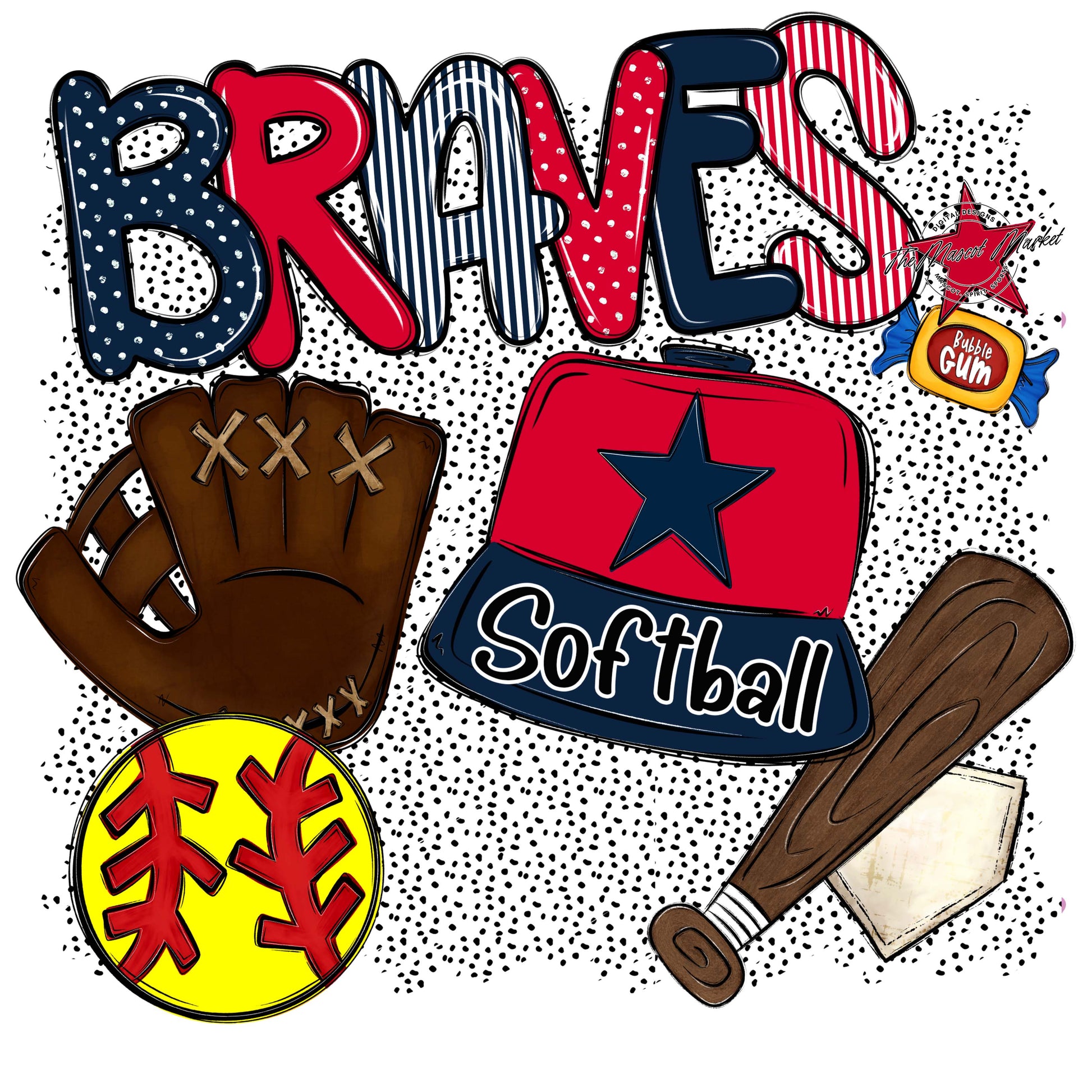 Braves Softball Spirit-Navy & Red