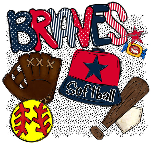 Braves Softball Spirit-Navy & Red