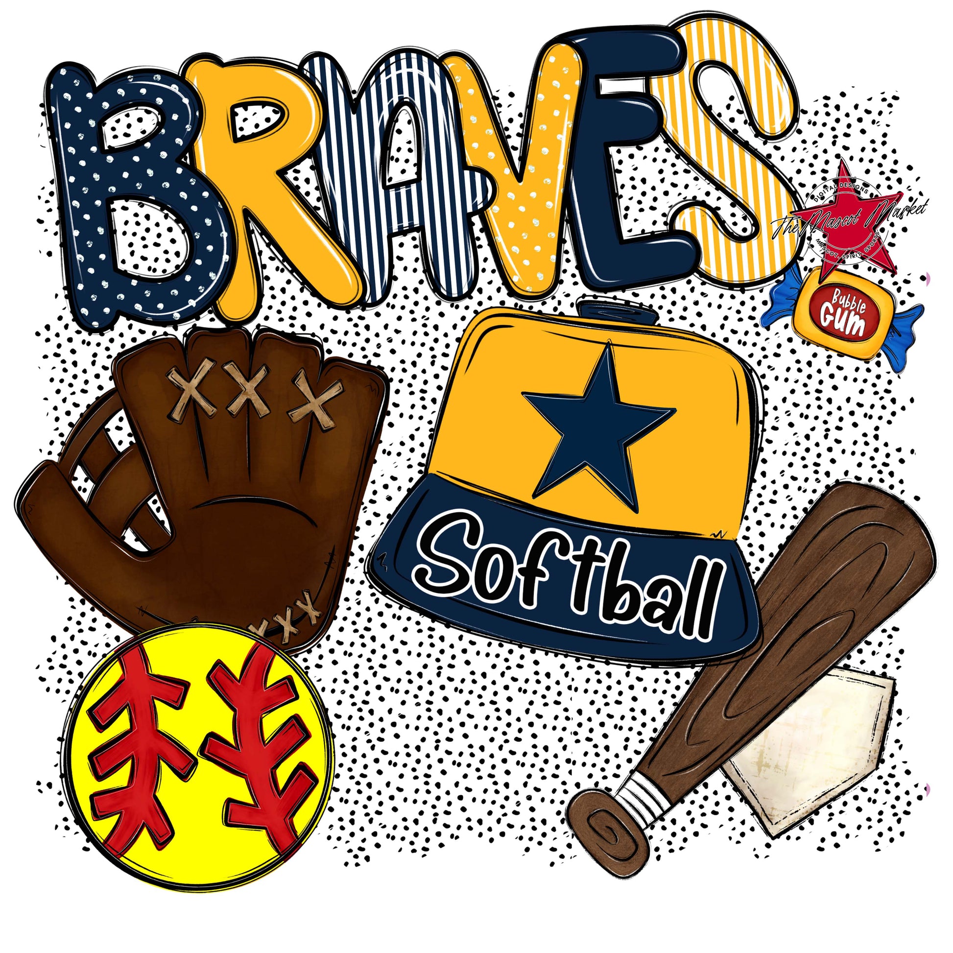Braves Softball Spirit-Navy & Yellow