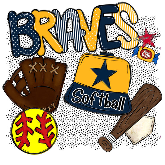 Braves Softball Spirit-Navy & Yellow