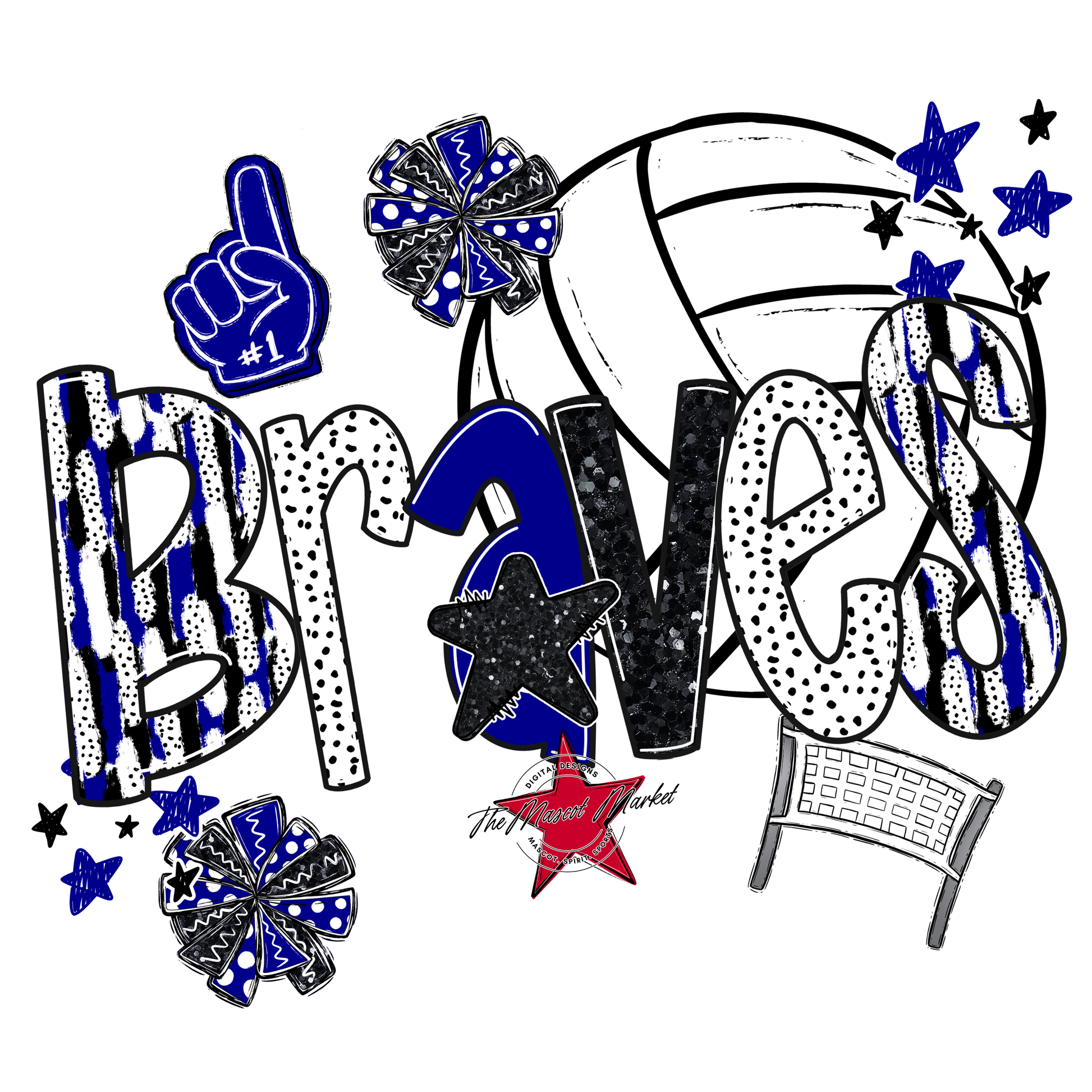 Braves Volleyball Scrape-Blue