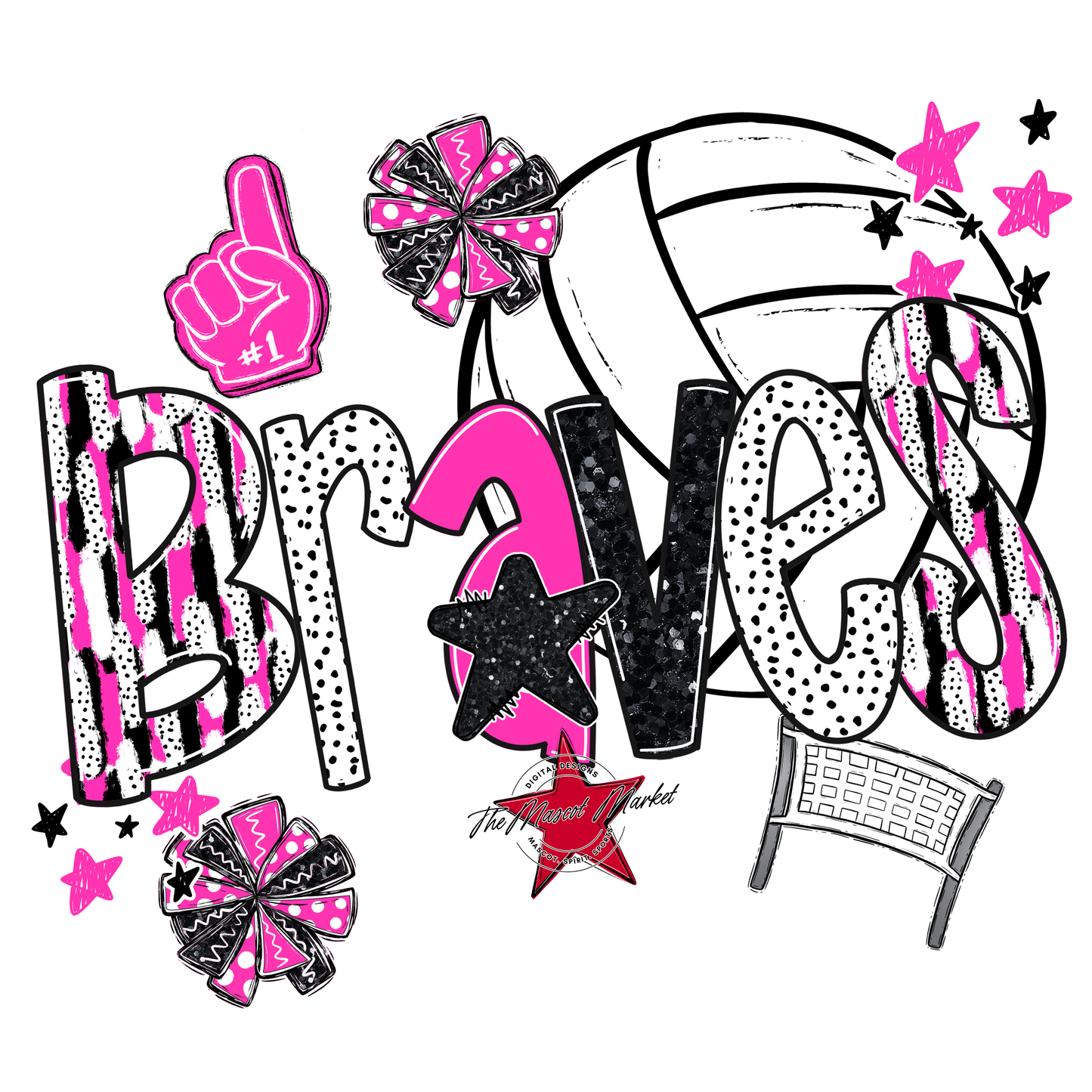 Braves Volleyball Scrape-Pink