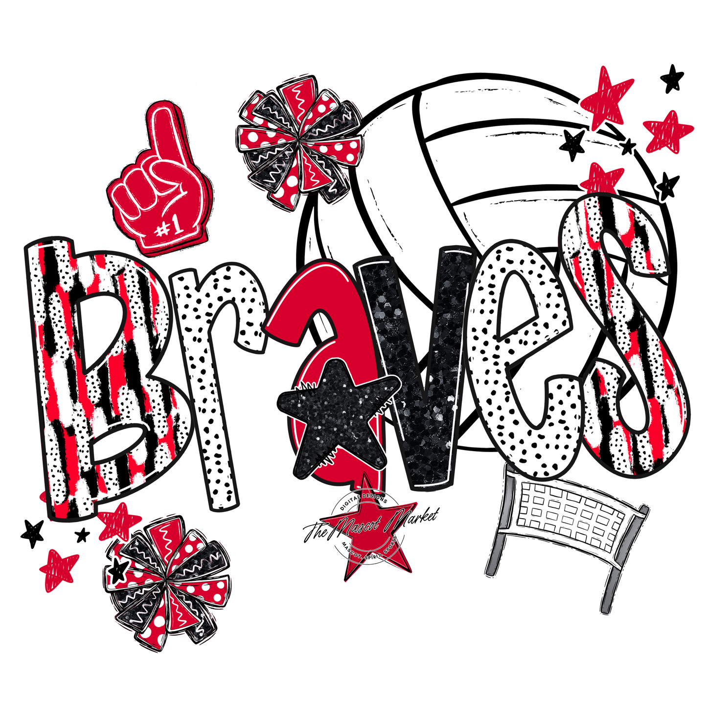 Braves Volleyball Scrape-Red