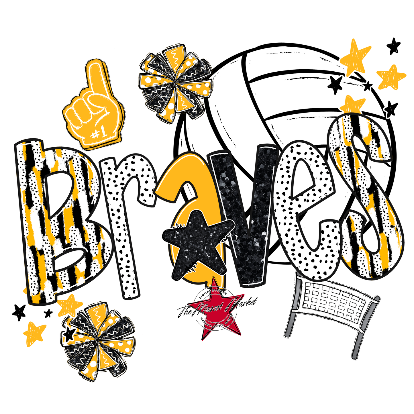 Braves Volleyball Scrape-Yellow