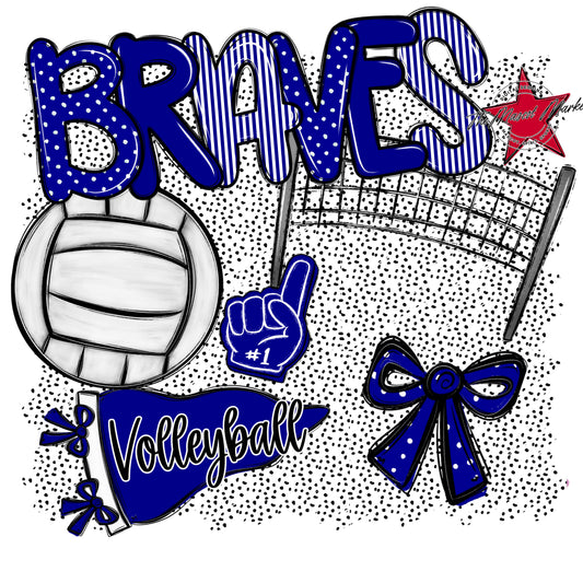 Braves Volleyball Spirit-Blue