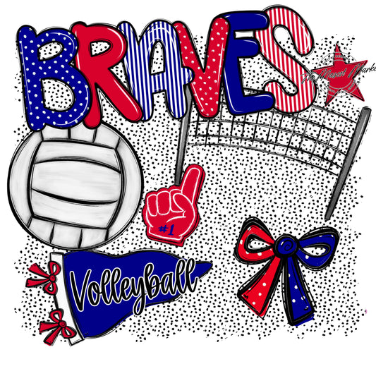 Braves Volleyball Spirit-Blue & Red