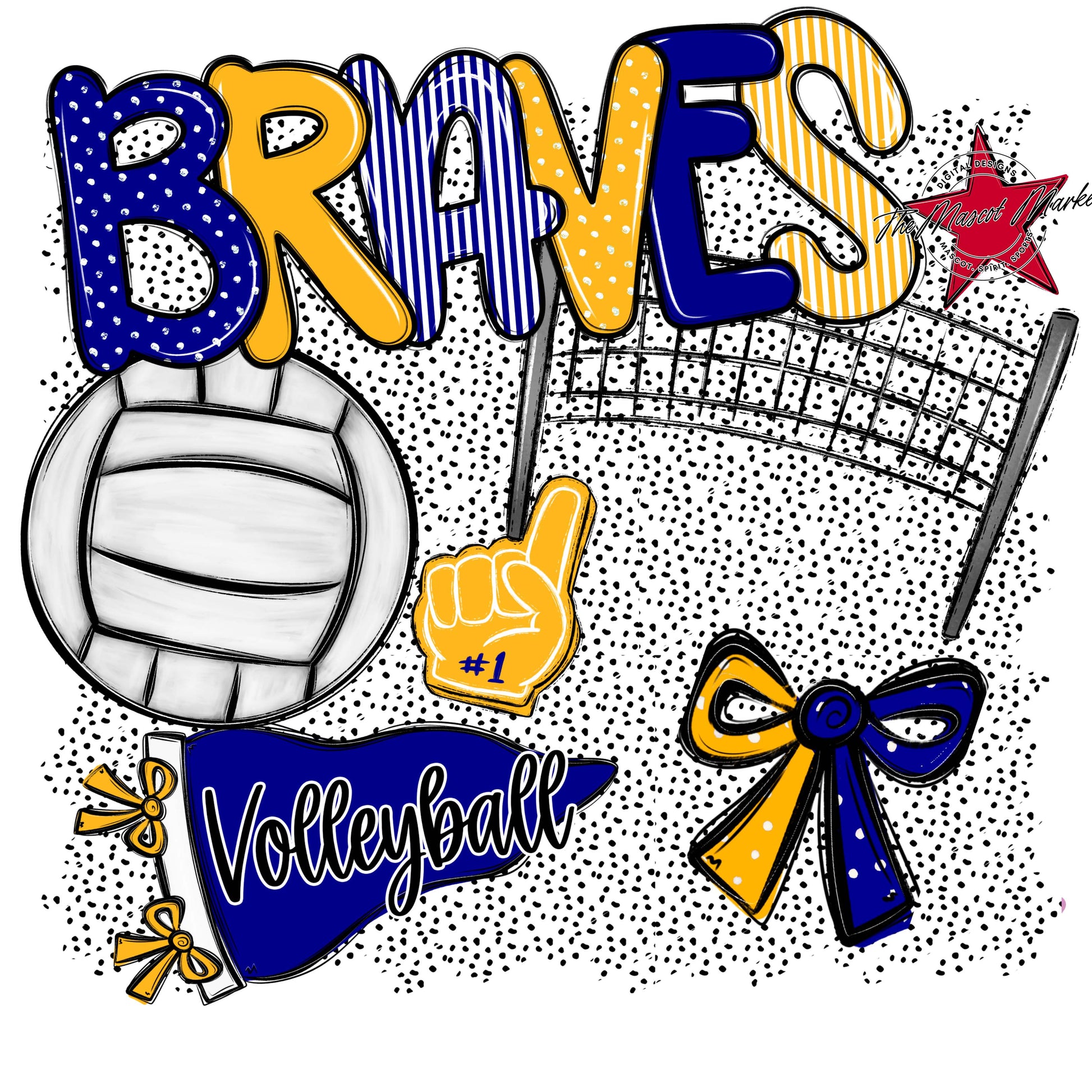 Braves Volleyball Spirit-Blue & Yellow