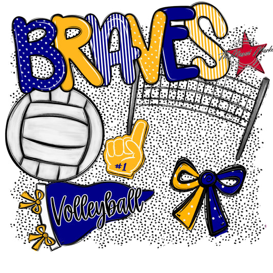 Braves Volleyball Spirit-Blue & Yellow