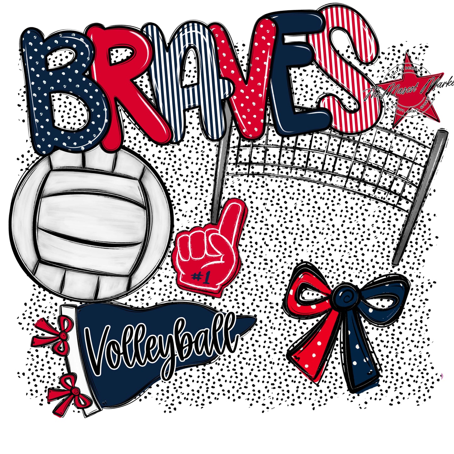 Braves Volleyball Spirit-Navy & Red