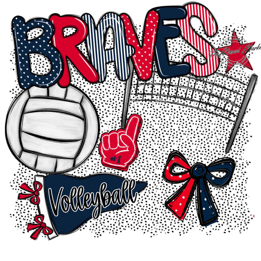 Braves Volleyball Spirit-Navy & Red