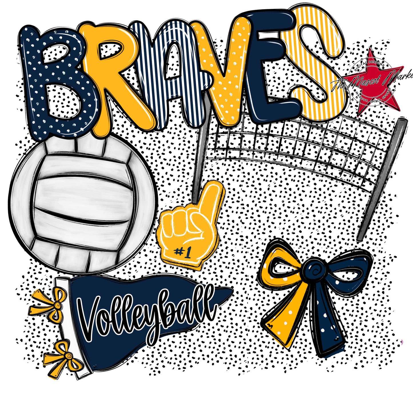 Braves Volleyball Spirit-Navy & Yellow