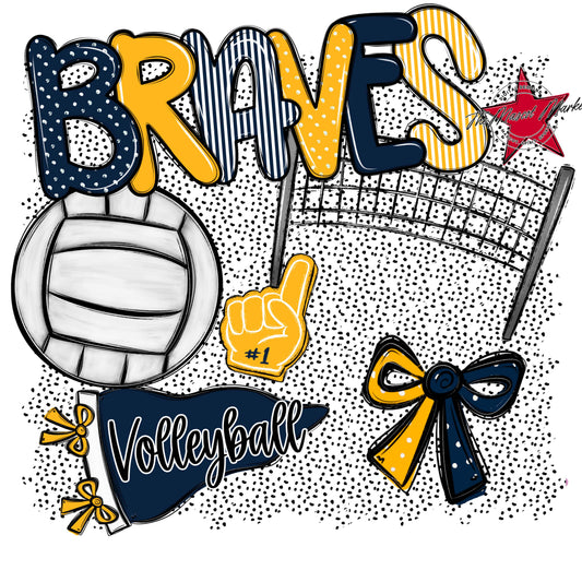 Braves Volleyball Spirit-Navy & Yellow