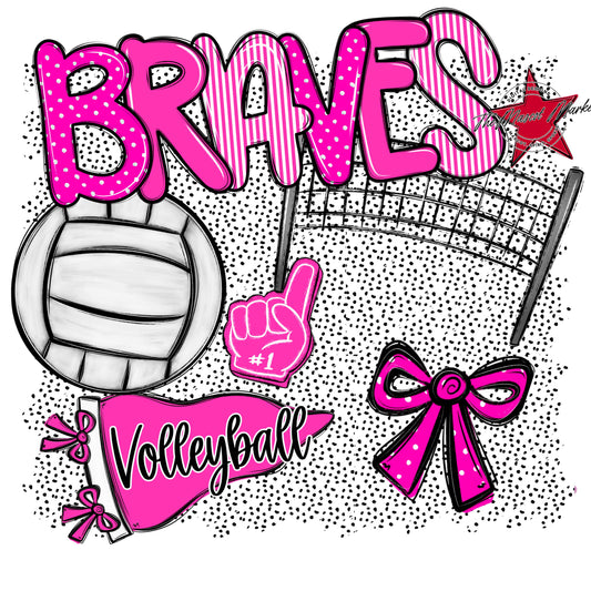 Braves Volleyball Spirit-Pink