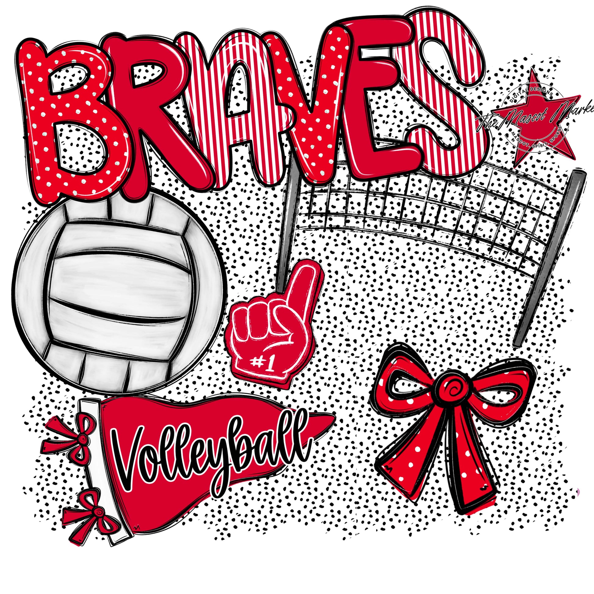 Braves Volleyball Spirit-Red