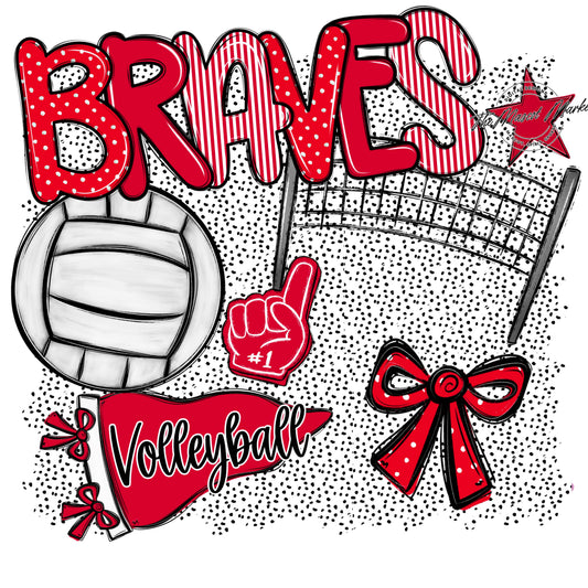 Braves Volleyball Spirit-Red