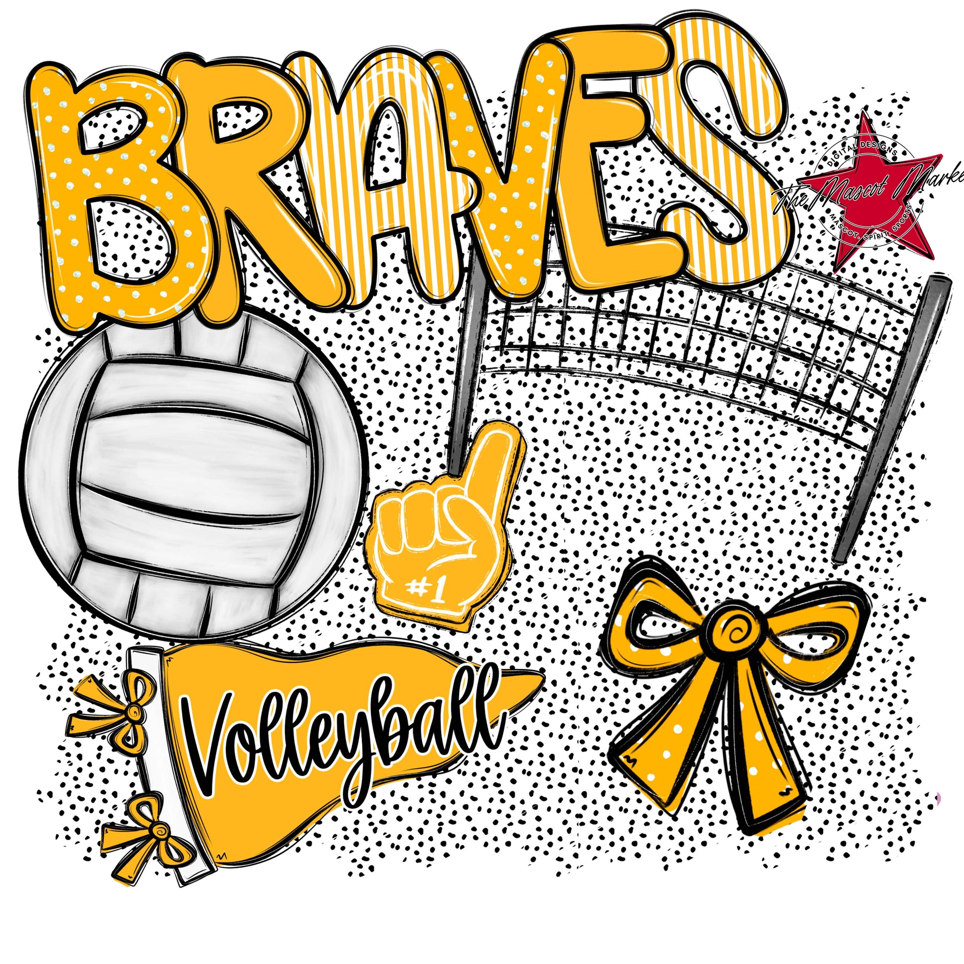 Braves Volleyball Spirit-Yellow