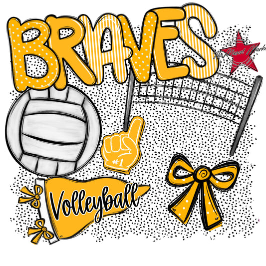 Braves Volleyball Spirit-Yellow