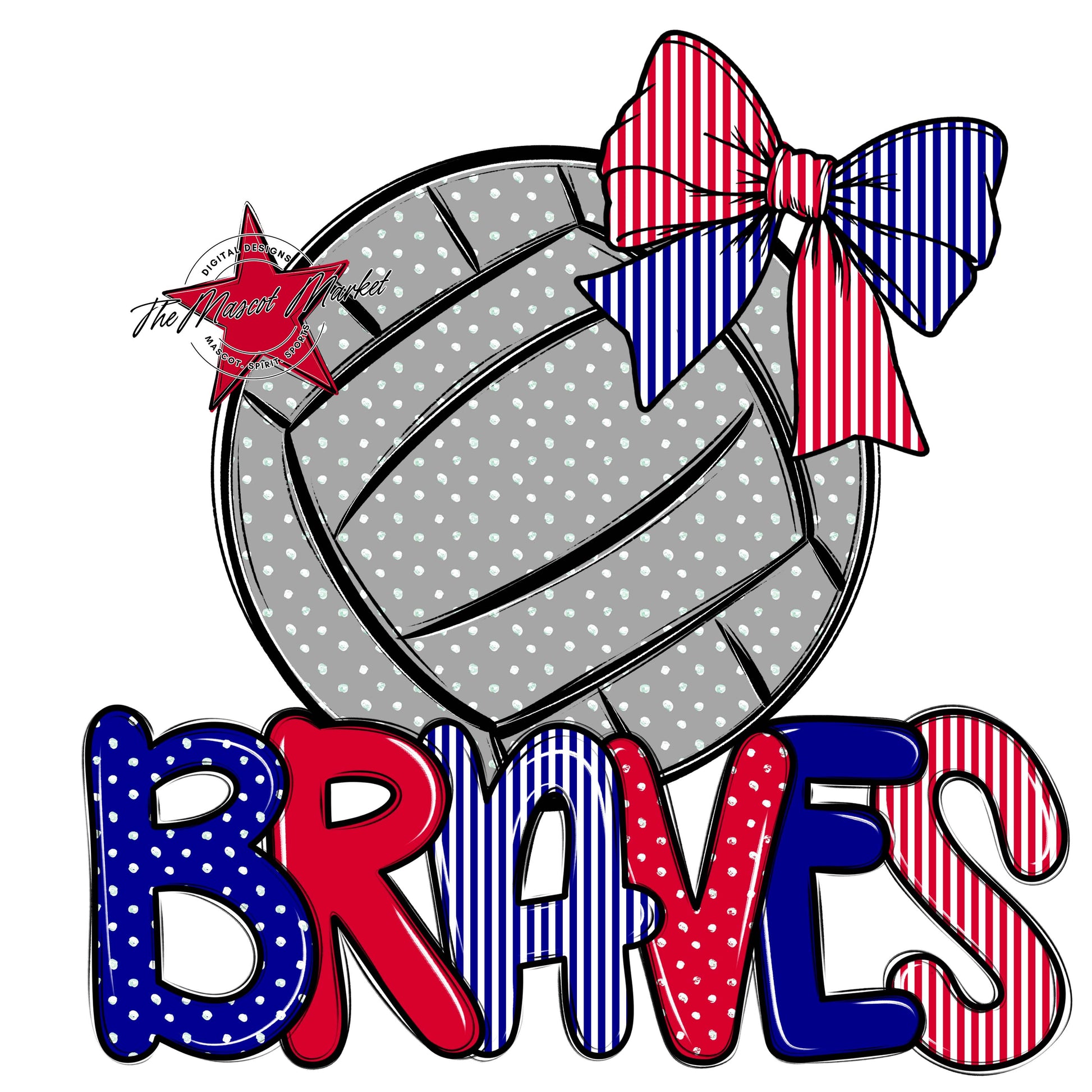 Braves Volleyball Spirit Design-Blue & Red