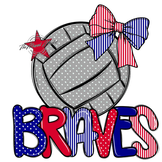 Braves Volleyball Spirit Design-Blue & Red