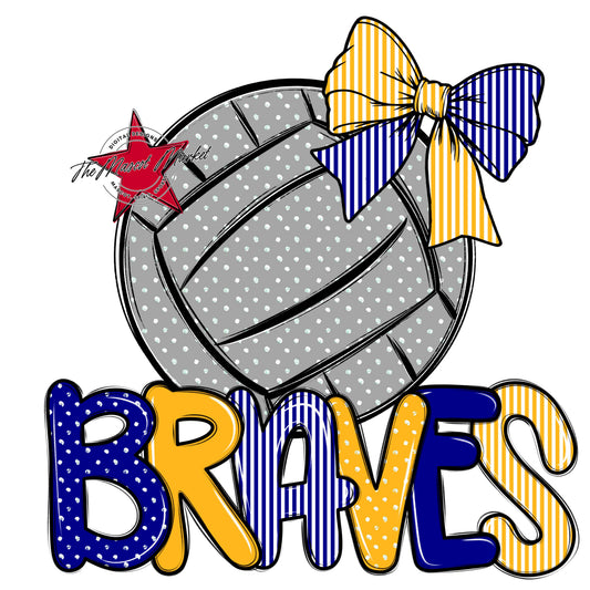 Braves Volleyball Spirit Design-Blue & Yellow