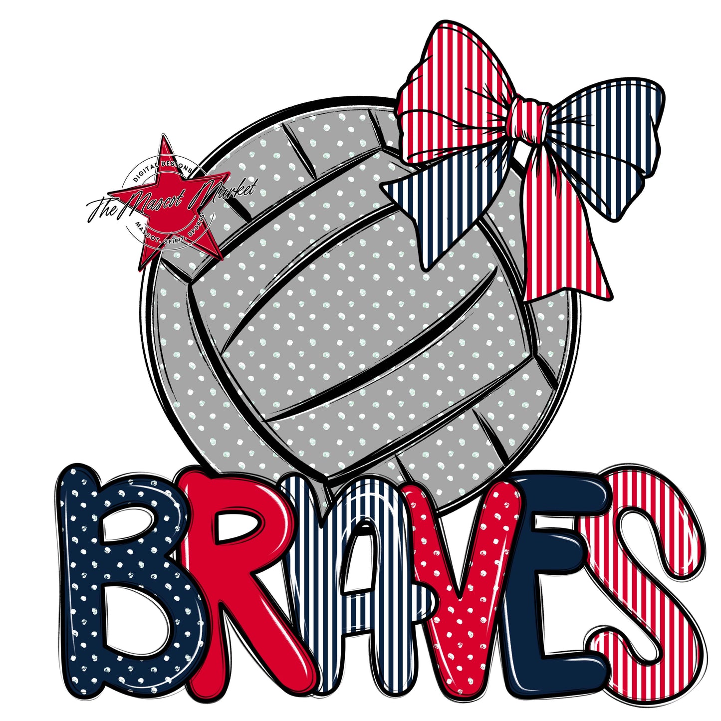 Braves Volleyball Spirit Design-Navy & Red