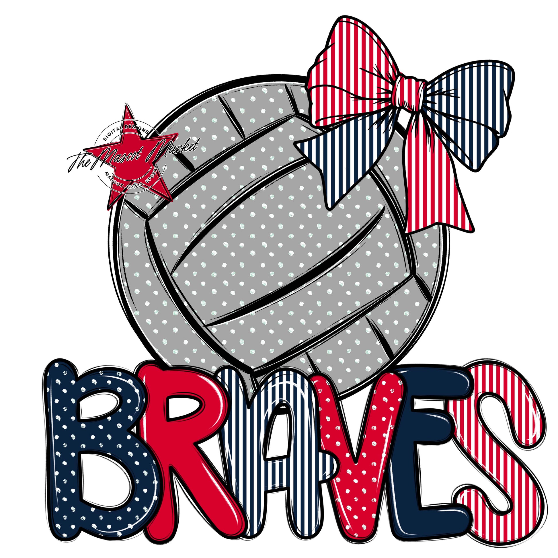 Braves Volleyball Spirit Design-Navy & Red