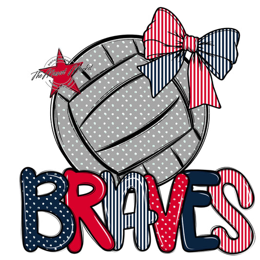 Braves Volleyball Spirit Design-Navy & Red