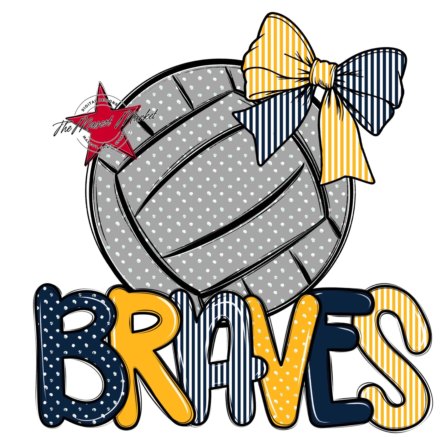 Braves Volleyball Spirit Design-Navy & Yellow