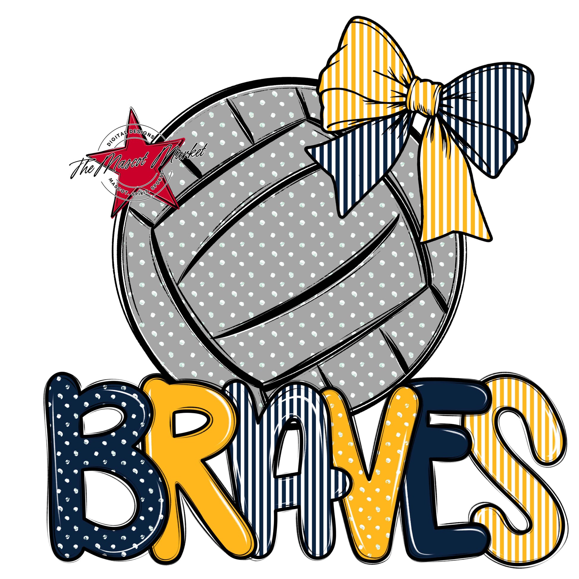 Braves Volleyball Spirit Design-Navy & Yellow