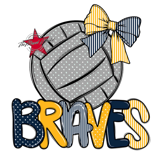 Braves Volleyball Spirit Design-Navy & Yellow