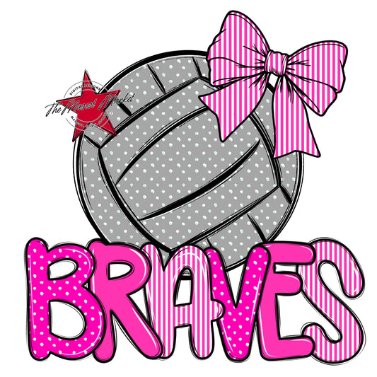 Braves Volleyball Spirit Design-Pink