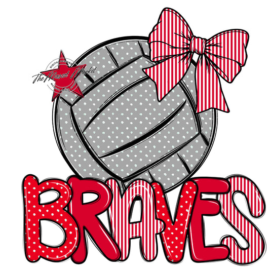 Braves Volleyball Spirit Design-Red