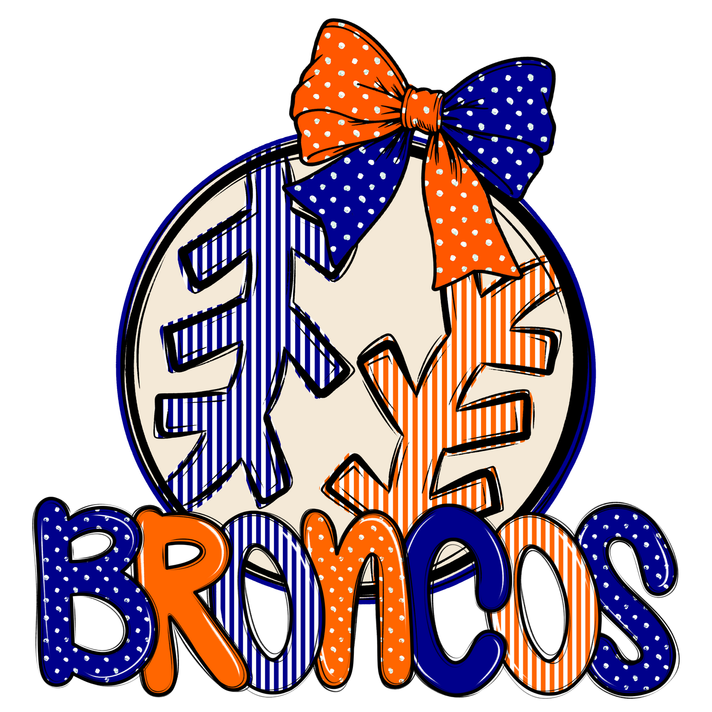 Broncos Baseball-Softball Spirit Design-Blue & Orange